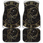 Gold And Black Aquarius Sign Print Front and Back Car Floor Mats