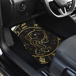 Gold And Black Aquarius Sign Print Front and Back Car Floor Mats