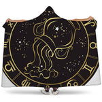 Gold And Black Aquarius Sign Print Hooded Blanket