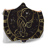 Gold And Black Aquarius Sign Print Hooded Blanket