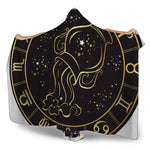 Gold And Black Aquarius Sign Print Hooded Blanket