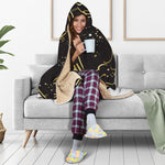 Gold And Black Aquarius Sign Print Hooded Blanket