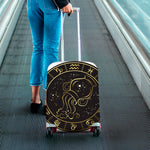 Gold And Black Aquarius Sign Print Luggage Cover