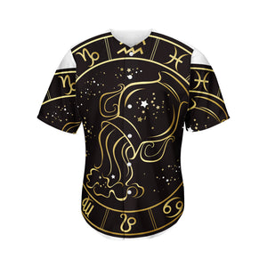 Gold And Black Aquarius Sign Print Men's Baseball Jersey