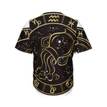 Gold And Black Aquarius Sign Print Men's Baseball Jersey