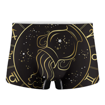Gold And Black Aquarius Sign Print Men's Boxer Briefs