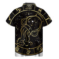Gold And Black Aquarius Sign Print Men's Short Sleeve Shirt