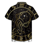 Gold And Black Aquarius Sign Print Men's Short Sleeve Shirt
