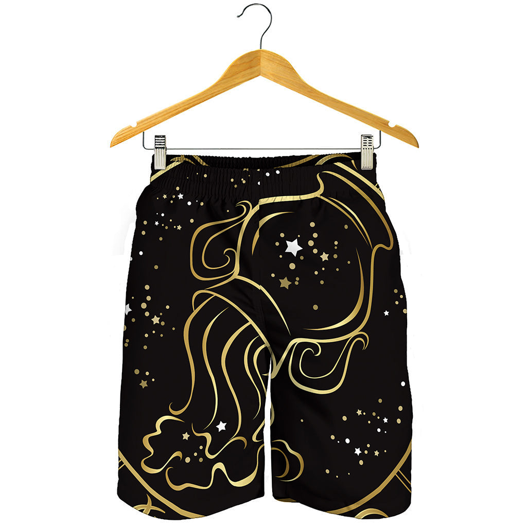 Gold And Black Aquarius Sign Print Men's Shorts