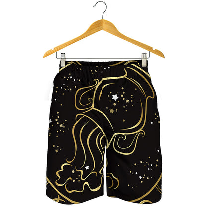 Gold And Black Aquarius Sign Print Men's Shorts