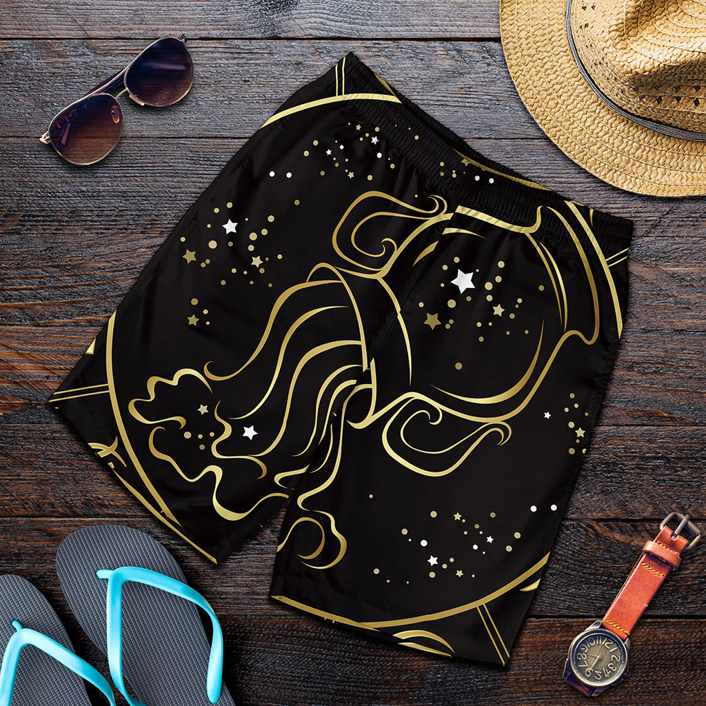 Gold And Black Aquarius Sign Print Men's Shorts