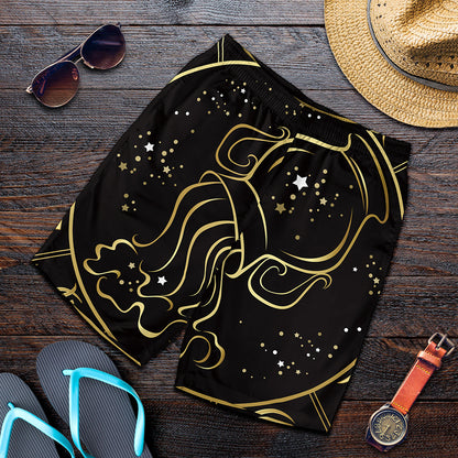 Gold And Black Aquarius Sign Print Men's Shorts