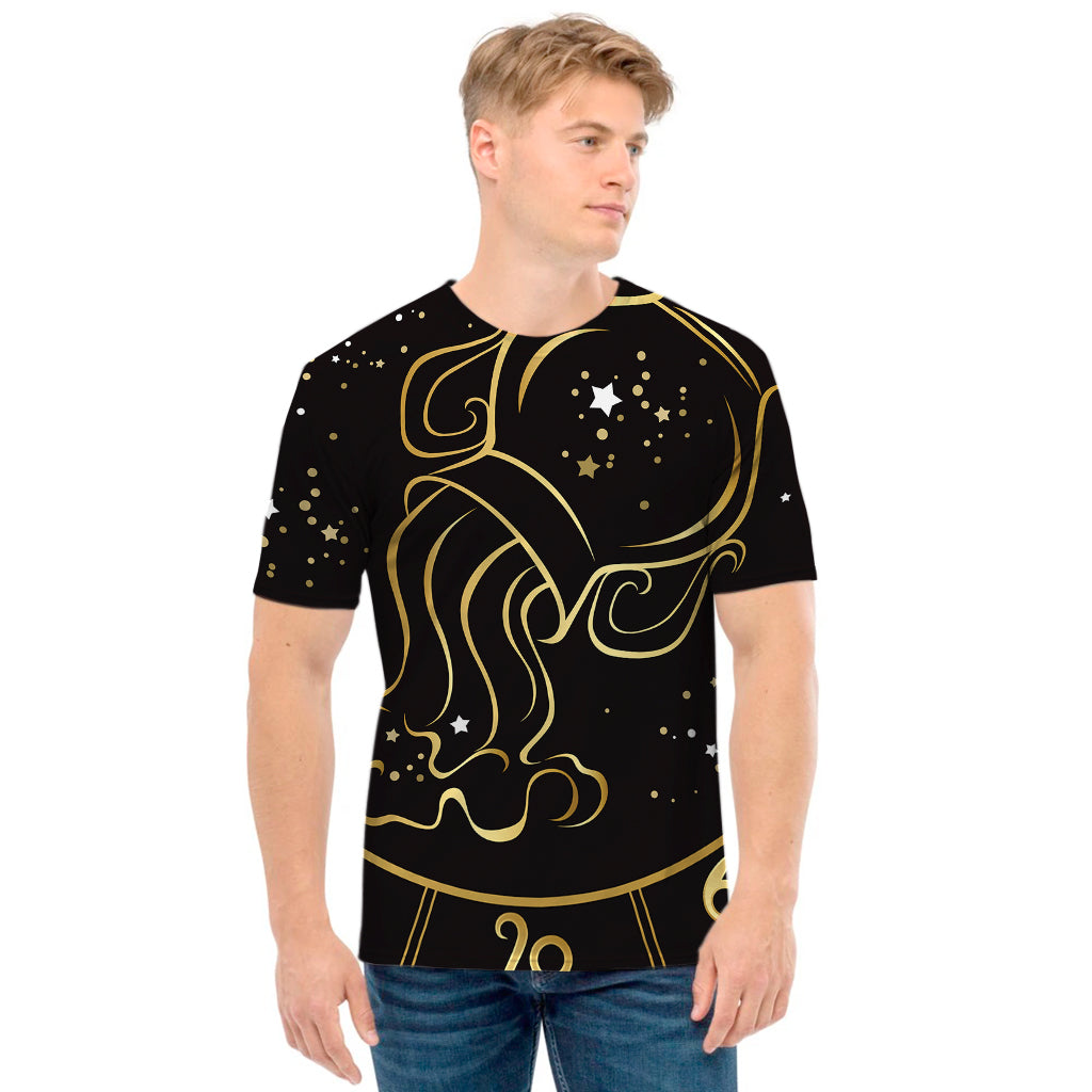 Gold And Black Aquarius Sign Print Men's T-Shirt