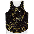 Gold And Black Aquarius Sign Print Men's Tank Top