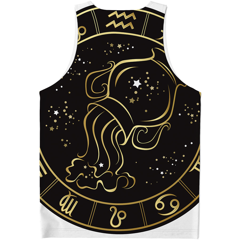 Gold And Black Aquarius Sign Print Men's Tank Top