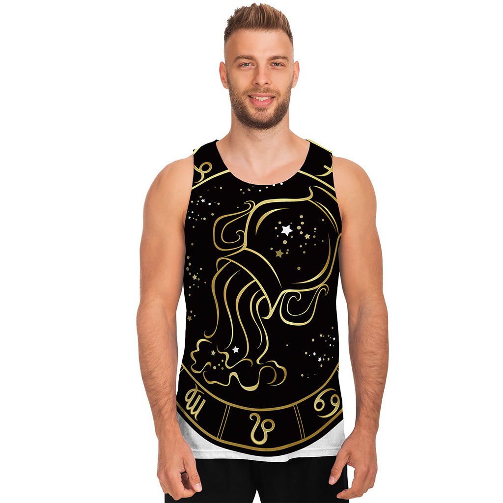 Gold And Black Aquarius Sign Print Men's Tank Top