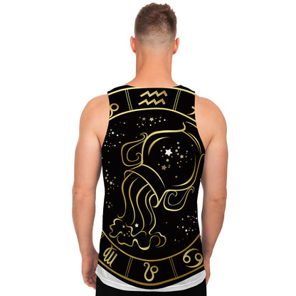 Gold And Black Aquarius Sign Print Men's Tank Top