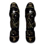 Gold And Black Aquarius Sign Print Muay Thai Shin Guard