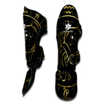 Gold And Black Aquarius Sign Print Muay Thai Shin Guard