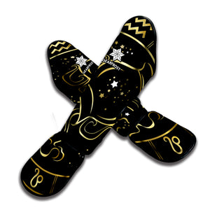 Gold And Black Aquarius Sign Print Muay Thai Shin Guard