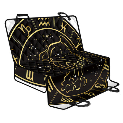 Gold And Black Aquarius Sign Print Pet Car Back Seat Cover