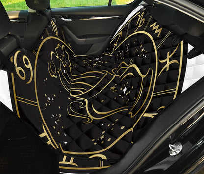 Gold And Black Aquarius Sign Print Pet Car Back Seat Cover