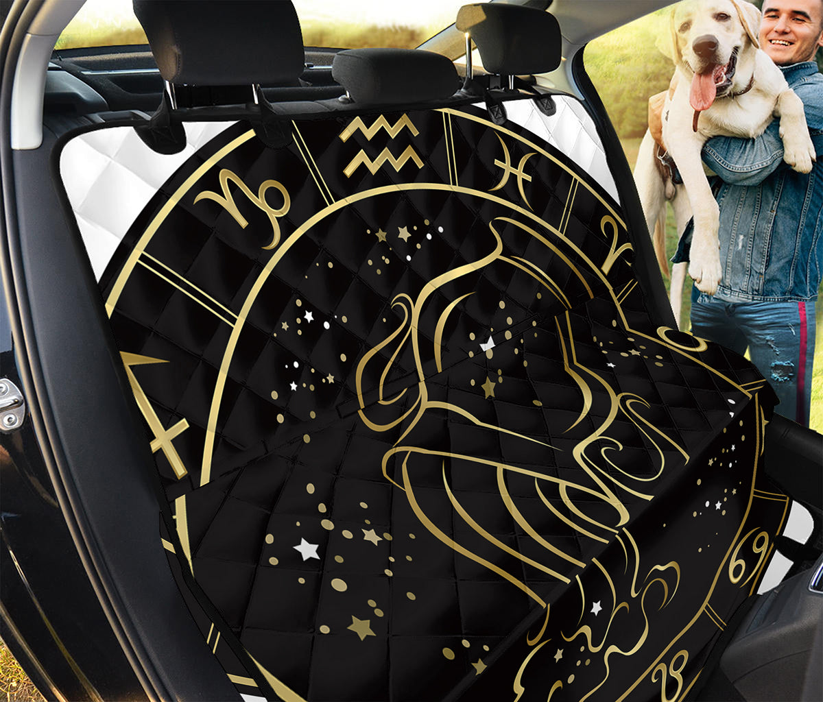 Gold And Black Aquarius Sign Print Pet Car Back Seat Cover