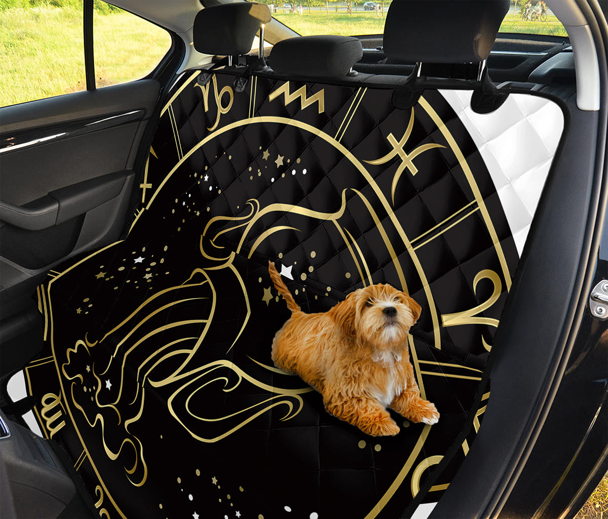 Gold And Black Aquarius Sign Print Pet Car Back Seat Cover