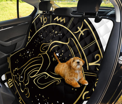 Gold And Black Aquarius Sign Print Pet Car Back Seat Cover
