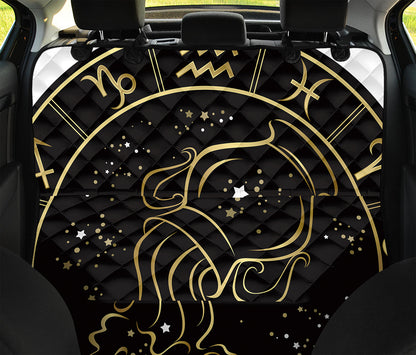 Gold And Black Aquarius Sign Print Pet Car Back Seat Cover