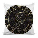 Gold And Black Aquarius Sign Print Pillow Cover