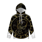 Gold And Black Aquarius Sign Print Pullover Hoodie