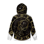 Gold And Black Aquarius Sign Print Pullover Hoodie