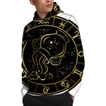 Gold And Black Aquarius Sign Print Pullover Hoodie