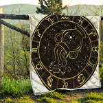 Gold And Black Aquarius Sign Print Quilt