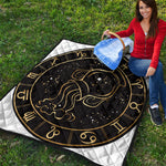 Gold And Black Aquarius Sign Print Quilt