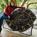 Gold And Black Aquarius Sign Print Quilt