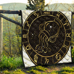 Gold And Black Aquarius Sign Print Quilt