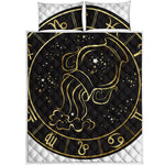 Gold And Black Aquarius Sign Print Quilt Bed Set