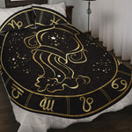 Gold And Black Aquarius Sign Print Quilt Bed Set