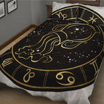 Gold And Black Aquarius Sign Print Quilt Bed Set