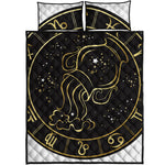 Gold And Black Aquarius Sign Print Quilt Bed Set