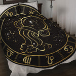 Gold And Black Aquarius Sign Print Quilt Bed Set