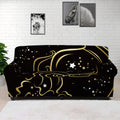 Gold And Black Aquarius Sign Print Sofa Cover