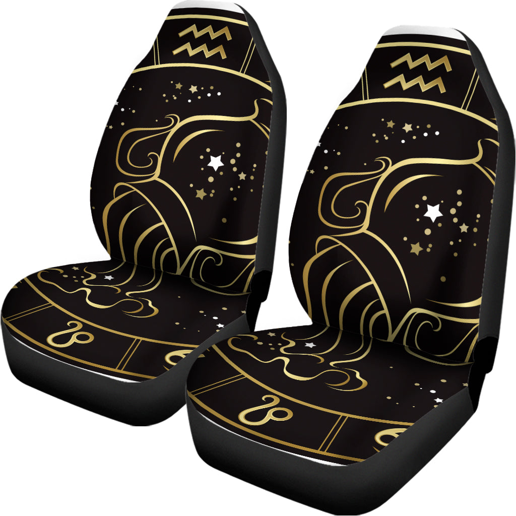 Gold And Black Aquarius Sign Print Universal Fit Car Seat Covers