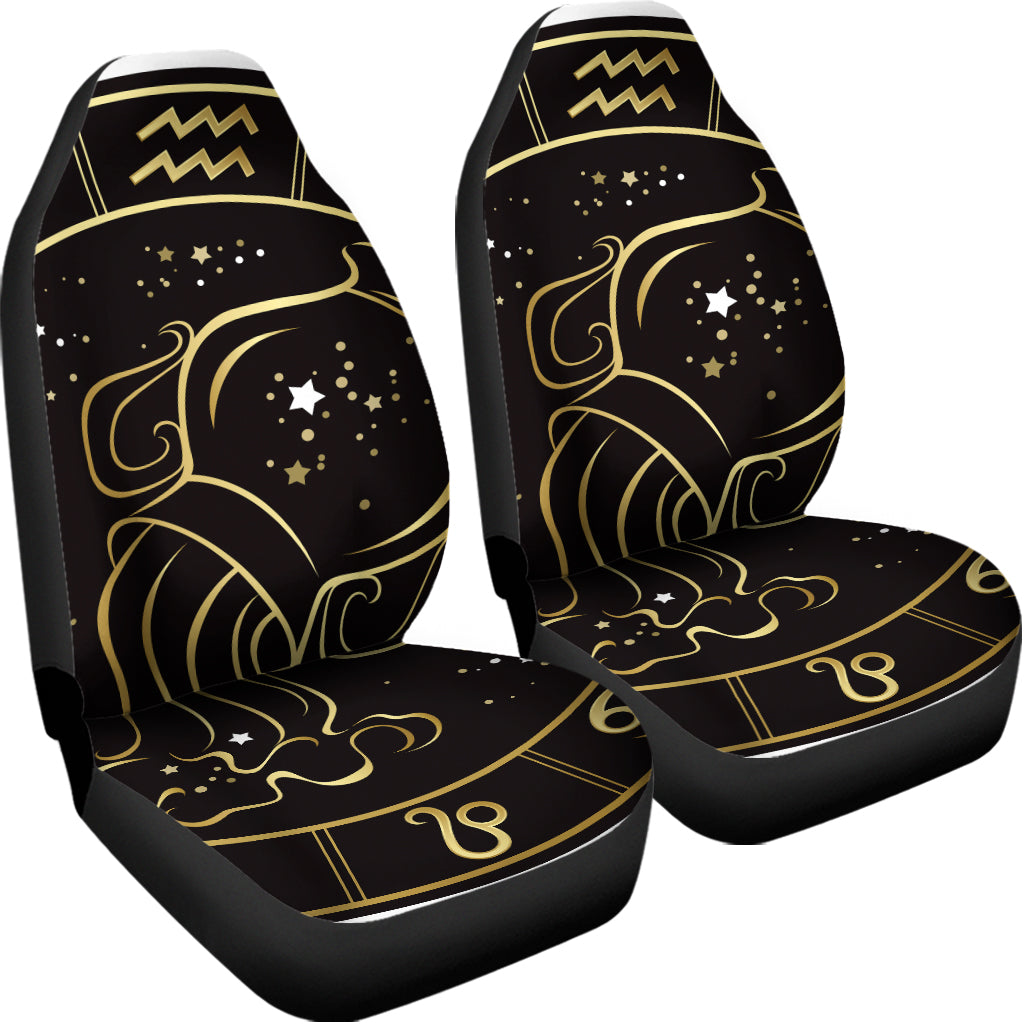 Gold And Black Aquarius Sign Print Universal Fit Car Seat Covers