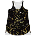 Gold And Black Aquarius Sign Print Women's Racerback Tank Top