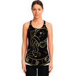 Gold And Black Aquarius Sign Print Women's Racerback Tank Top