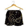 Gold And Black Aquarius Sign Print Women's Shorts