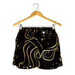 Gold And Black Aquarius Sign Print Women's Shorts